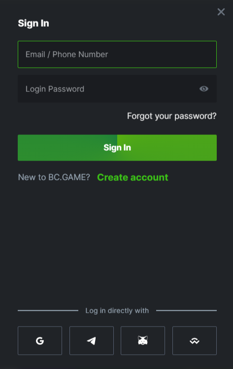 Simple instructions for logging into your personal account BC.Game